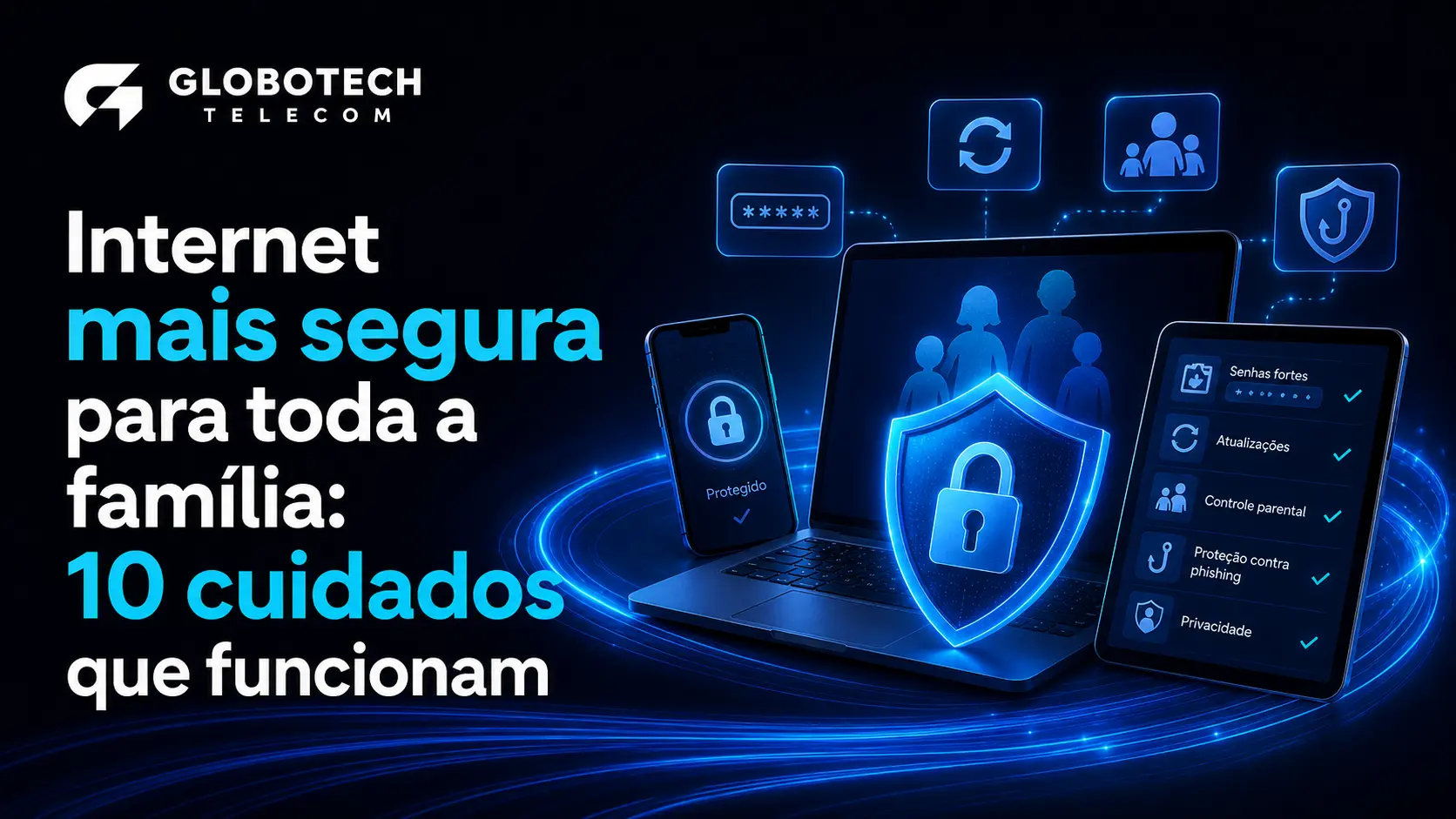 Família usando internet